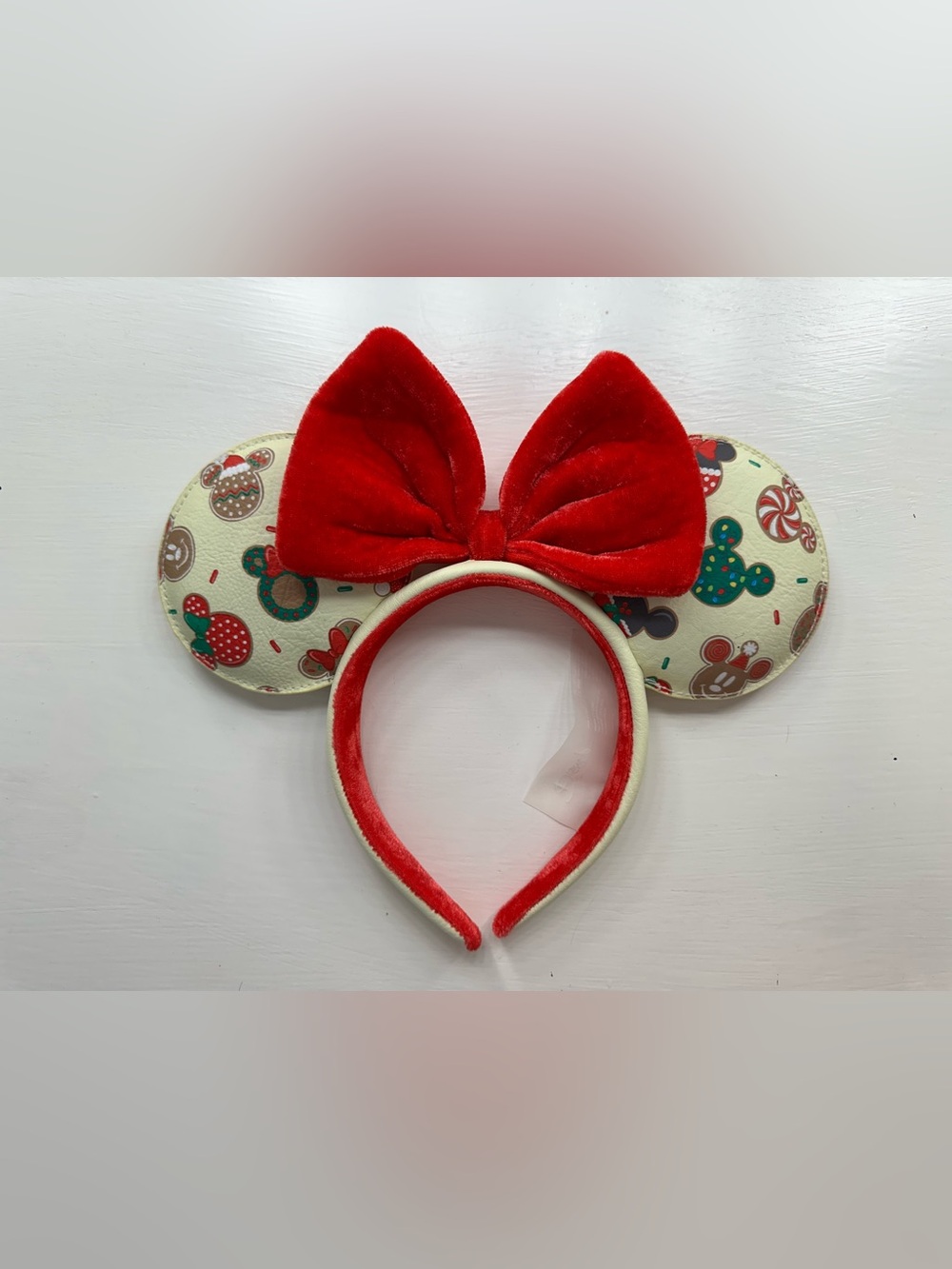 Minnie Mouse Ears Headband Red Bow Christmas Gingerbread